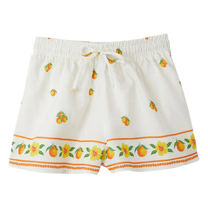 Fabula - Orange drawstring shorts | White