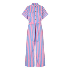 Lollys Laundry - Mathilde Cotton Striped Jumpsuit | Pink
