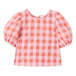 Mipounet - Mirelle Vichy Balloon Sleeve Blouse | Pink