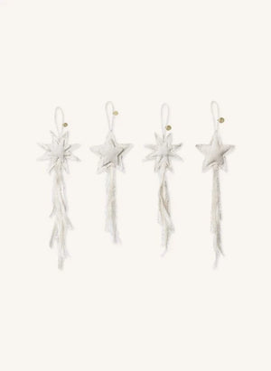 Ferm Living - Vela Star cotton tree ornaments - Set of 4 | White
