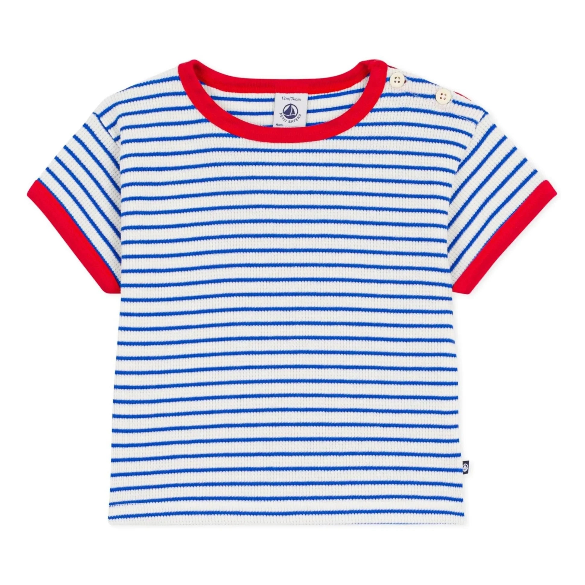 Petit Bateau - Striped Pique T-Shirt | Off-white