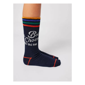 Bobo Choses - Tic Tac Toe Organic Cotton Long Socks | Midnight Blue