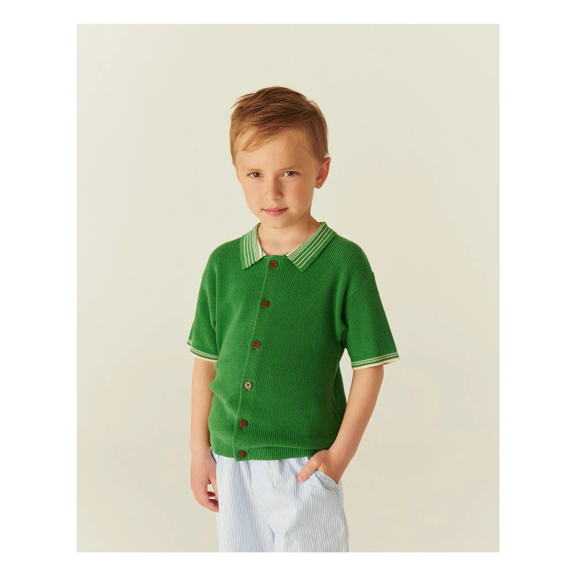 Copenhagen Colors - Organic Cotton Knit Polo Shirt | Meadow Green
