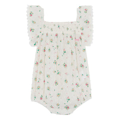 Bonton - Lalix Bouquets Gathered Romper | White