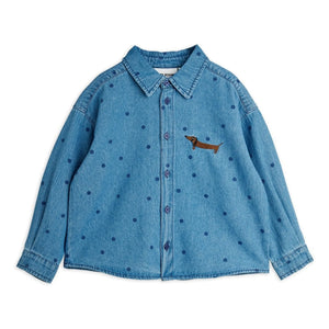 Mini Rodini - Organic Cotton Polka Dot Denim Shirt | Blue