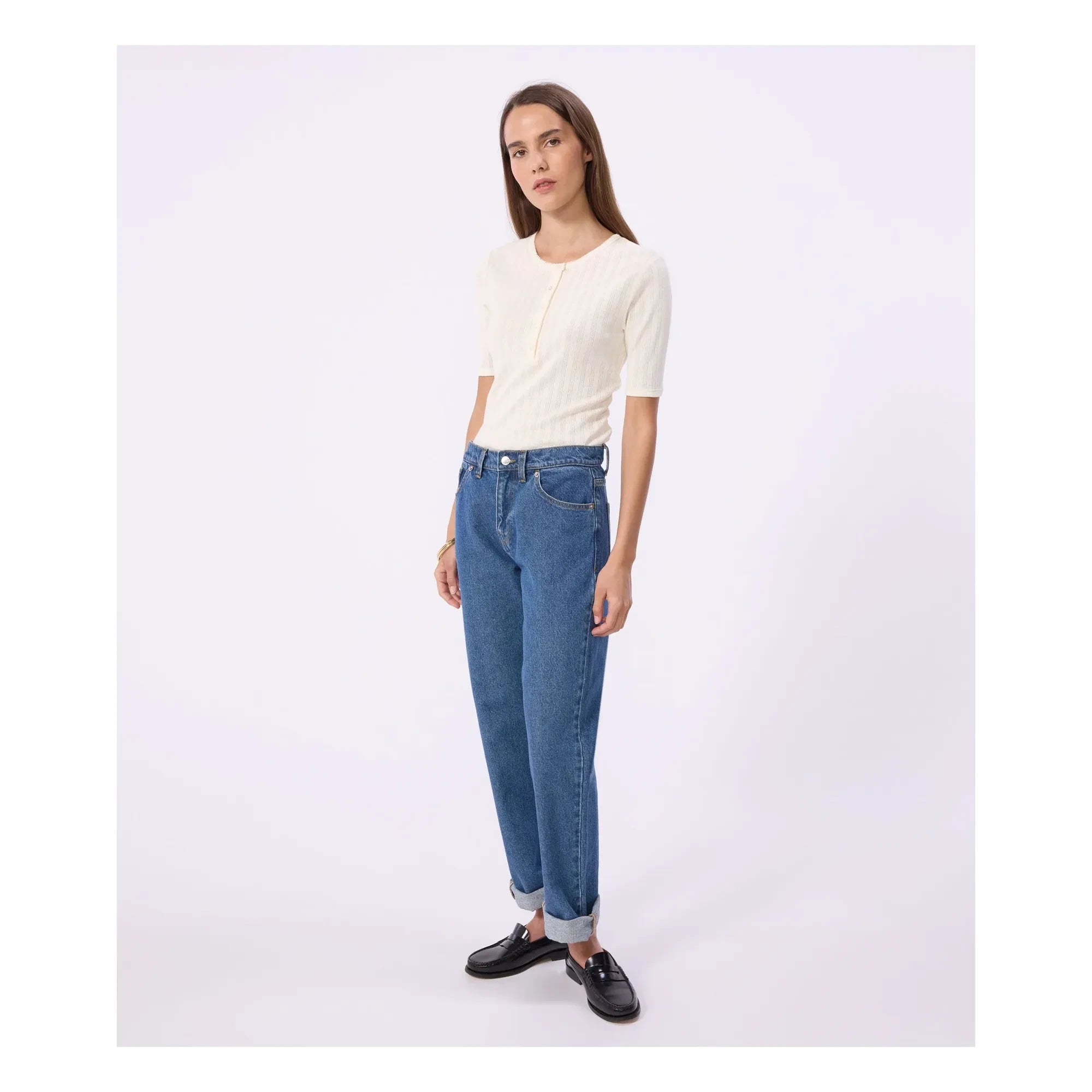 Petit Bateau - Pointelle T-shirt with Turtleneck | Ecru