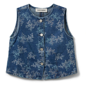 Sofie Schnoor - Carla Fleuri Denim Vest | Denim Blue