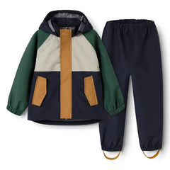 Liewood - Pedia Color-Blocked Recycled Fiber Rain Set | Dark green
