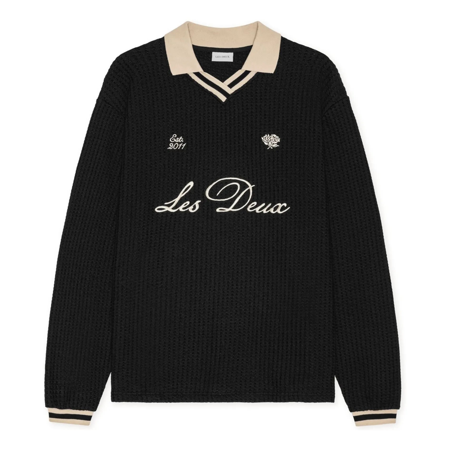 Les Deux - Polo Waffle Football | Black