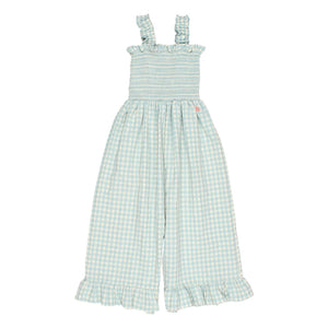 Búho - Vichy Seersucker Romper | Aqua