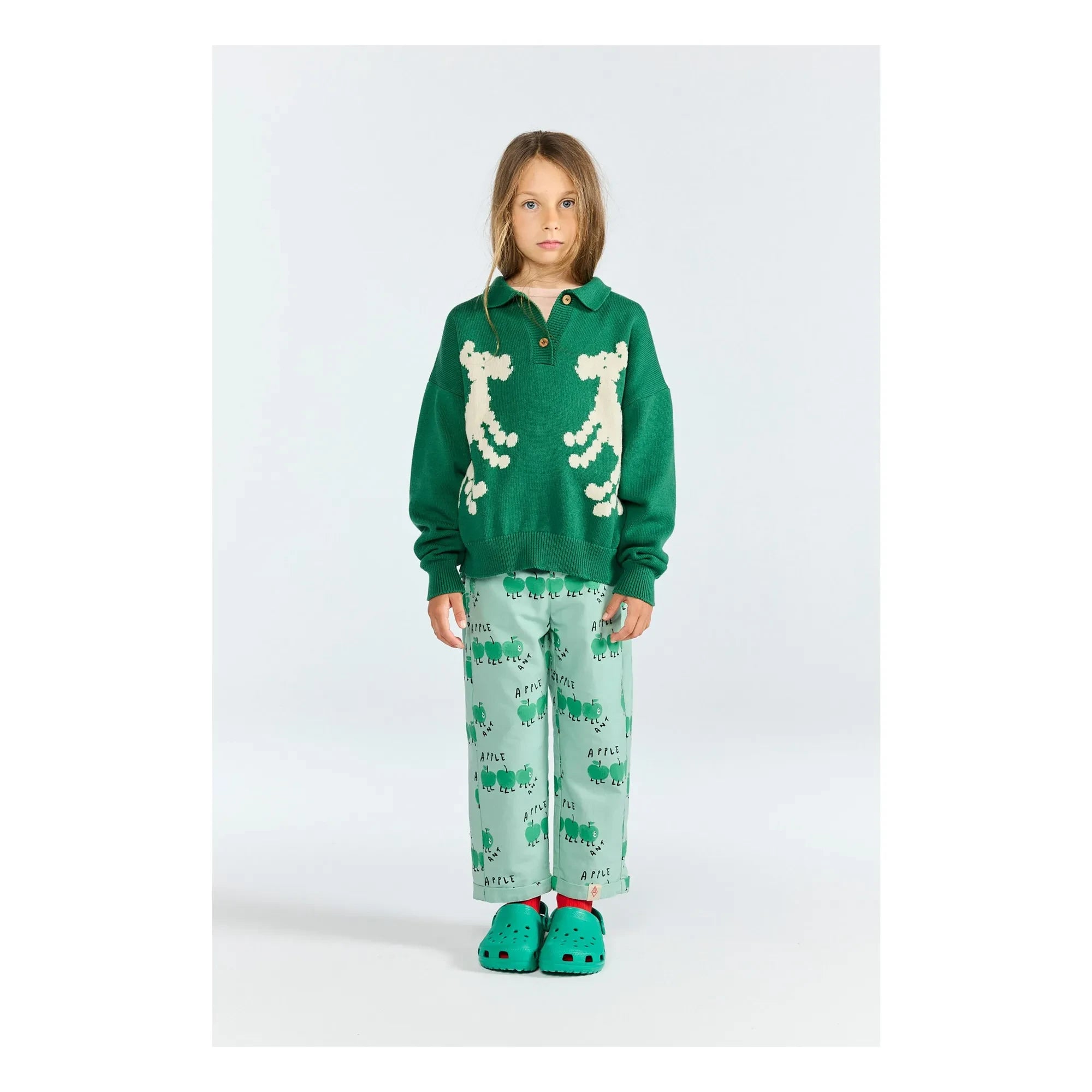 The Animals Observatory - Raver Organic Cotton Polo Sweater | Green