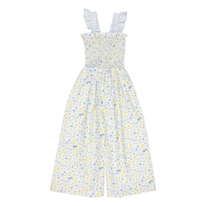 Búho - Seersucker floral print romper | Light blue