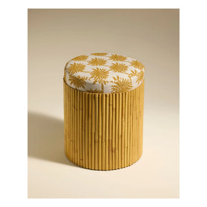 Maison Sarah Lavoine - Riviera Palm Pattern Pouf | Mustard