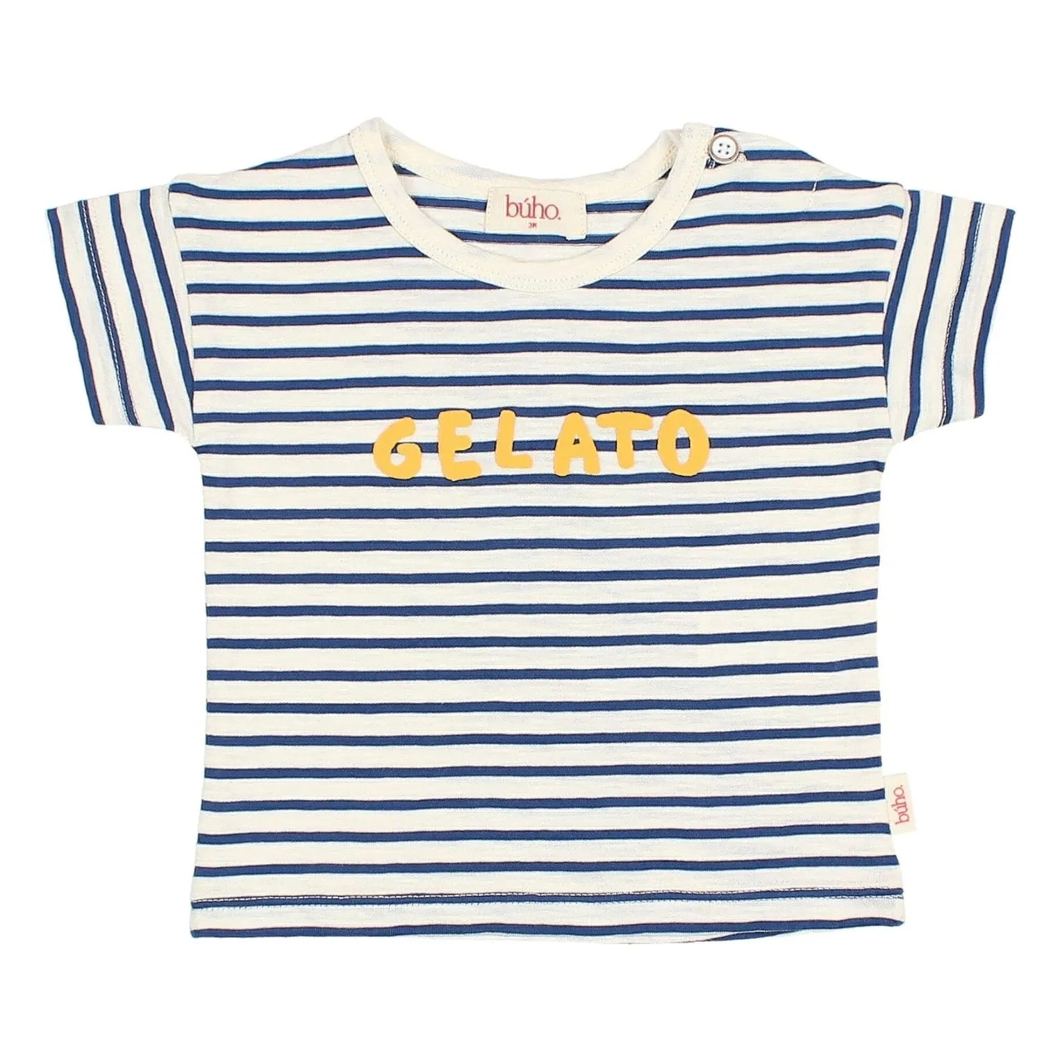 Búho - Striped Gelato Organic Cotton Baby T-Shirt | Navy
