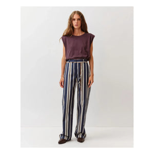 Diega - Pimao Striped Trousers | Navy Blue