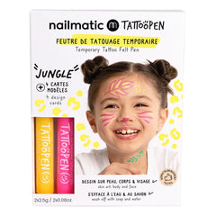 Nailmatic Kids - Jungle Tattoo Temporary Tattoo Set with Double-Ended Markers