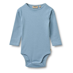 Wheat - Berti Organic Cotton Ribbed Bodysuit | Light Blue
