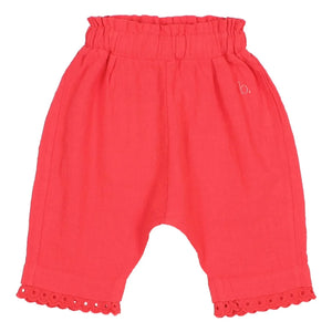 Búho - Organic Cotton Lace Baby Pants | Red