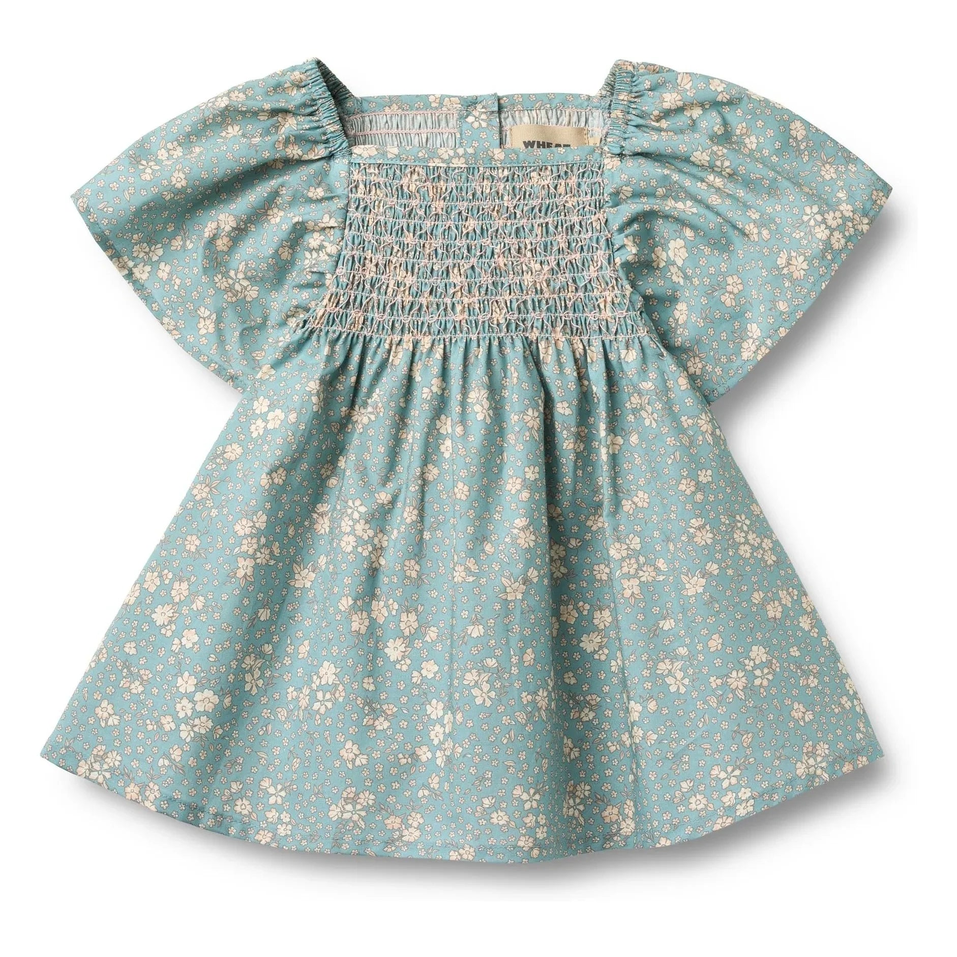 Wheat - Elva Fleurie Organic Cotton Baby Dress | Light Blue