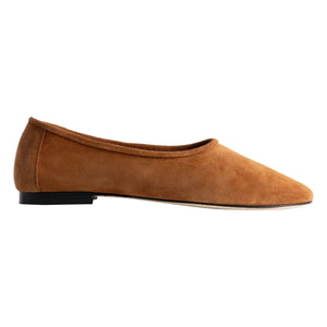 BY FAR - Prudence Suede Ballerina | Camel