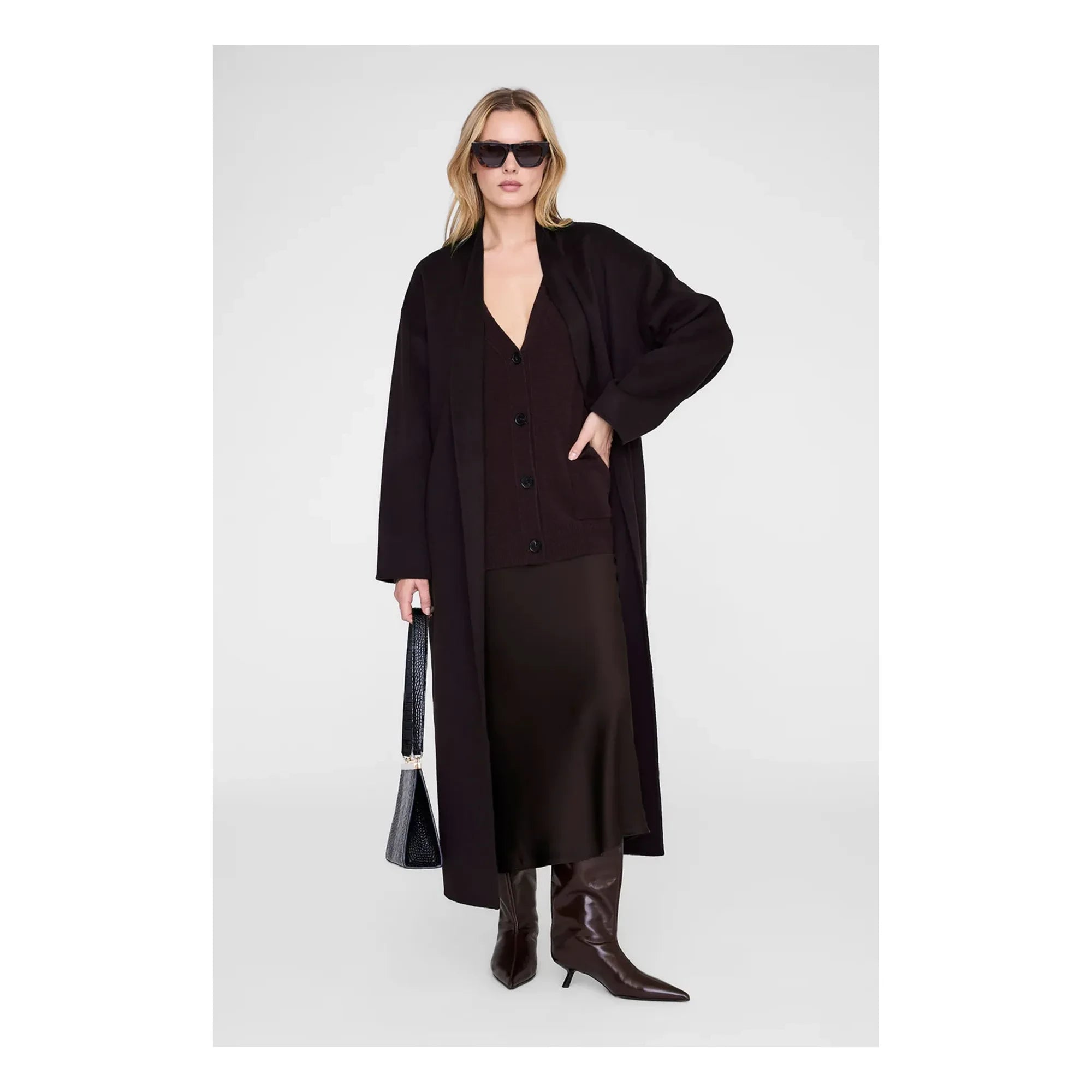 Anine Bing - Silk Stick Skirt | Dark Brown
