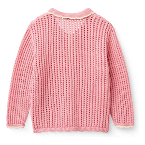 Copenhagen Colors - Organic Cotton Crochet Cardigan | Soft Pink