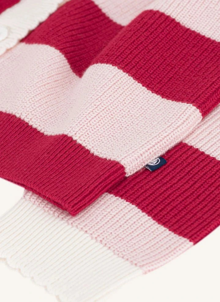 Petit Bateau - Wool Striped Cardigan | Pink