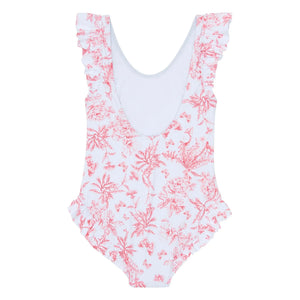 Tartine et Chocolat - Flounced Floral Pattern Swimsuit | White