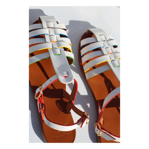 Mama Praïa - Rainbow Fisherman's Sandal | White