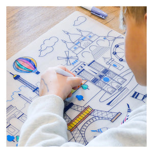 Superpetit - Paris Coloring Placemats with Bracelet and 5 Markers