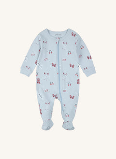 Petit Lem - Organic Cotton Après-Ski Footed Pajamas | Light Blue