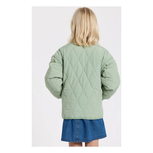 Hundred Pieces - Crumpled Quilted Bomber Jacket | Sage
