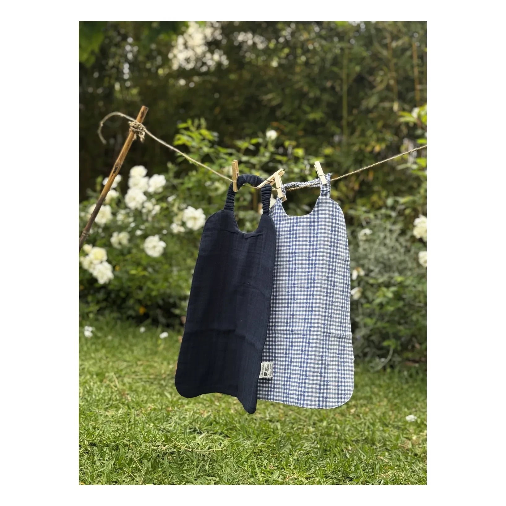 Editions Aimable - Large Gustave feeding bib | Blue Vichy Cotton