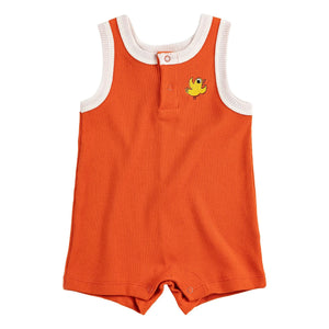Bobo Choses - Organic Cotton Bird Ribbed Overall | Orange