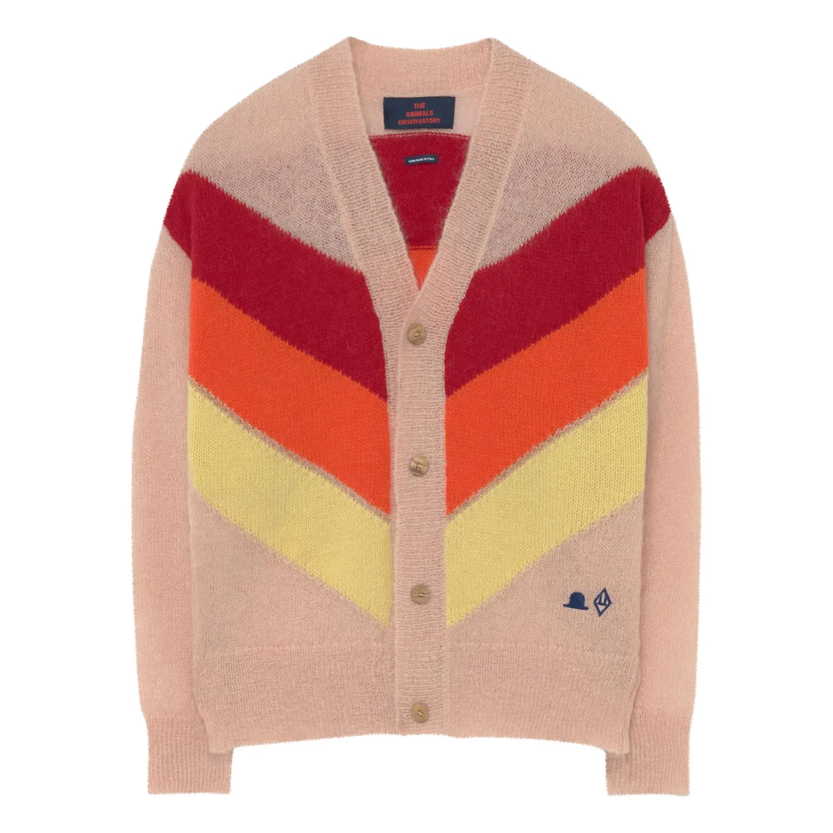 The Animals Observatory - Mohair and Alpaca Wool Striped Cardigan | Pink