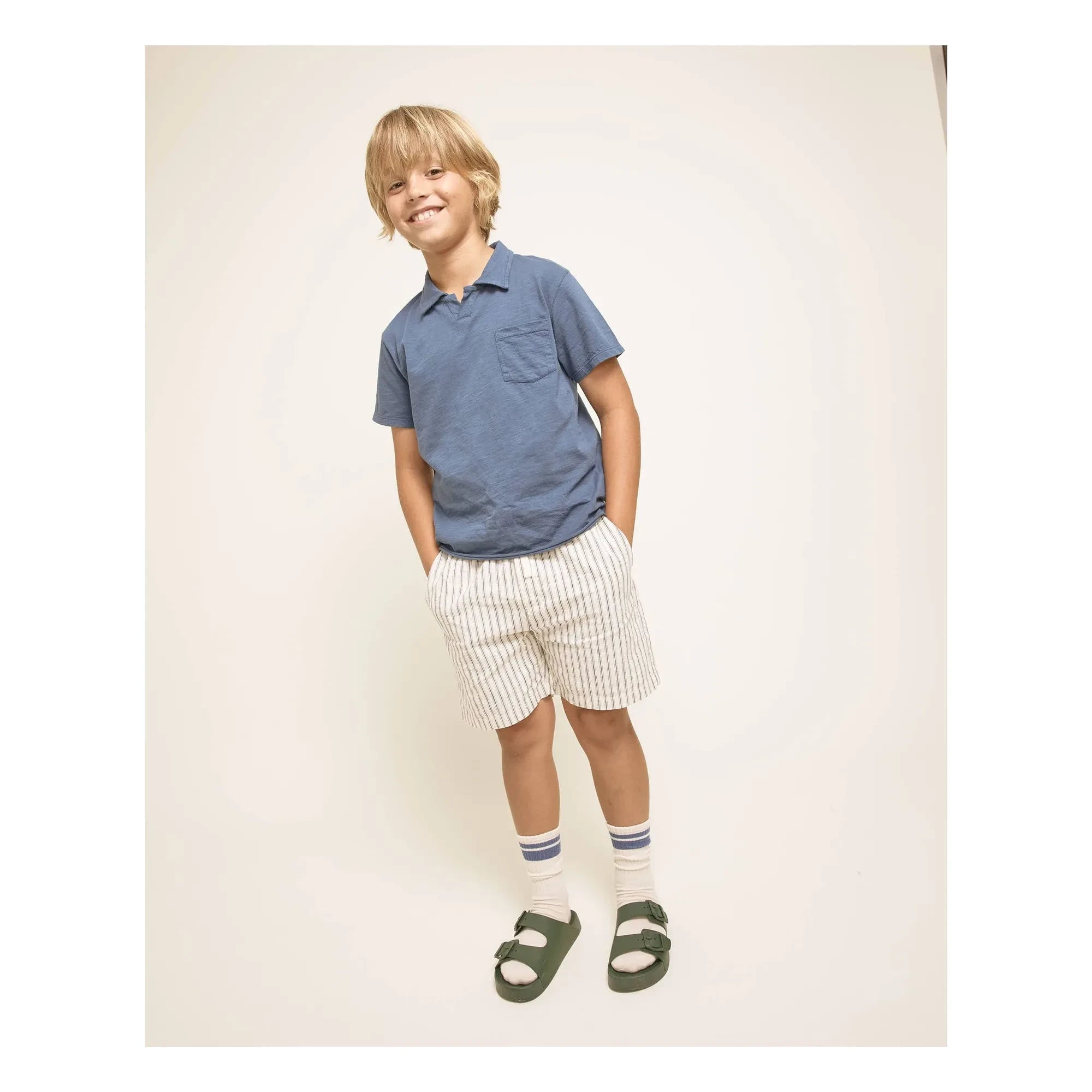 Búho - Striped Linen Bermuda Shorts | Ecru