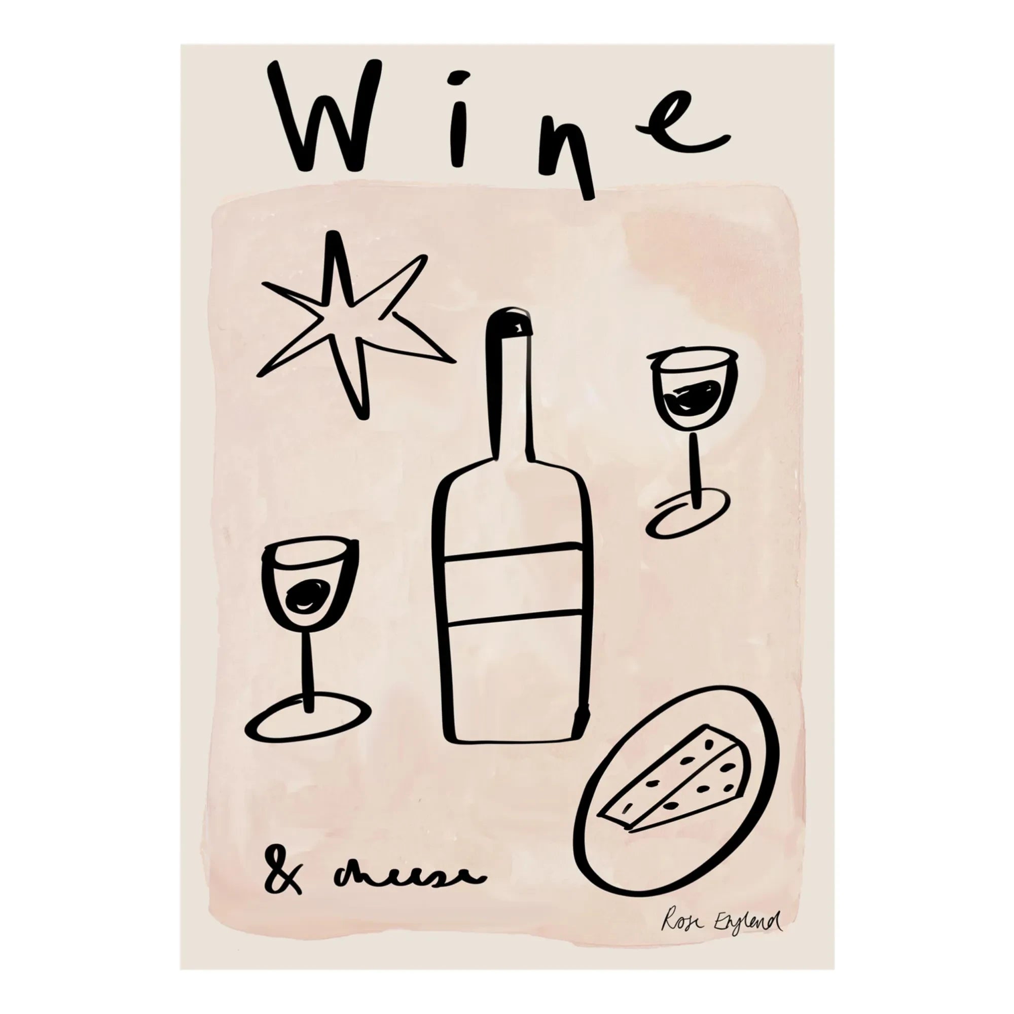 Rose England - Wine and Cheese Poster | Beige