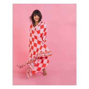 Jera Mini - Peştemal Havlu Fırfırlı Losange Terry Kumaş | Pembe