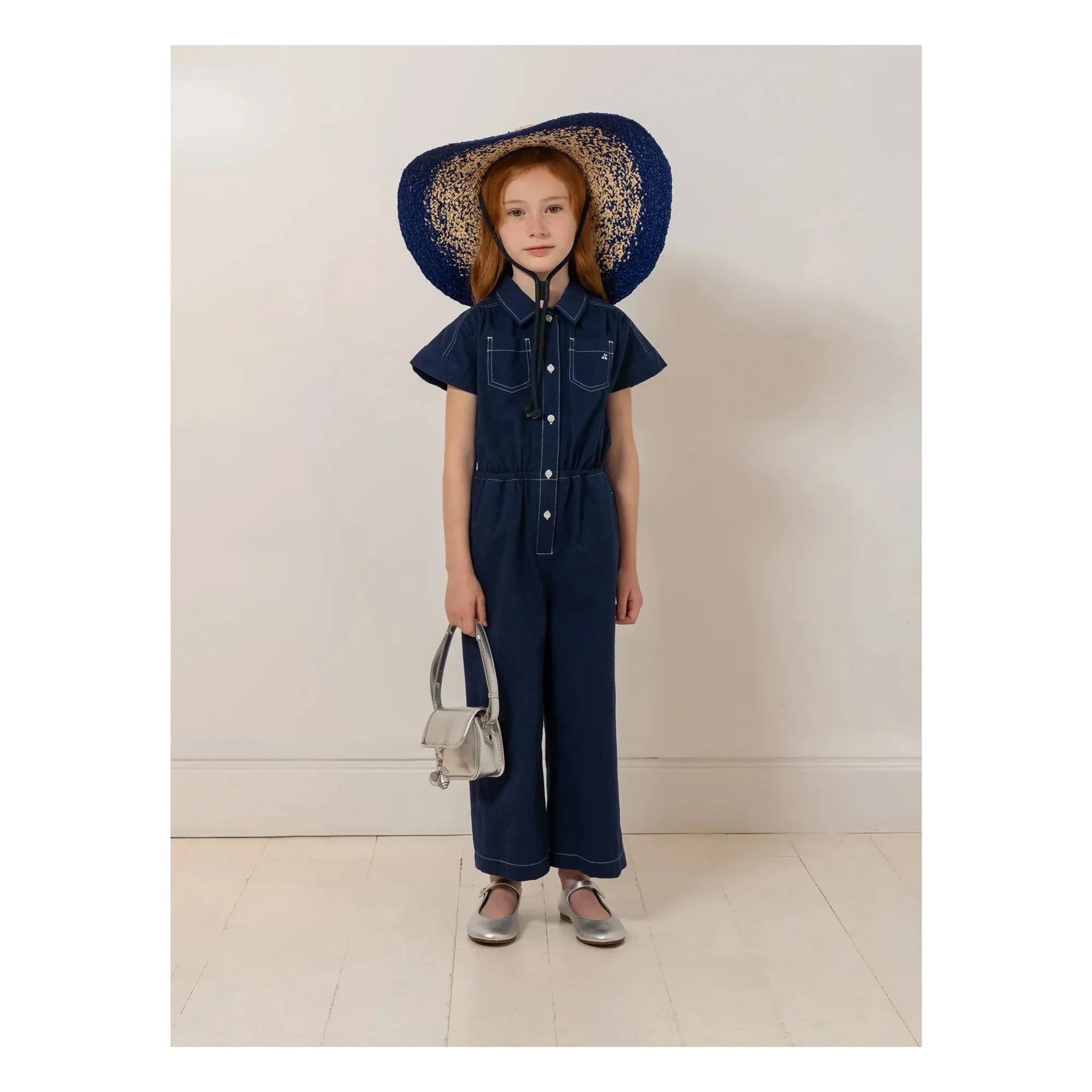 Bonpoint - Denim Lania Organic Cotton Romper | Indigo Blue
