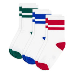 Petit Bateau - 3-Pair Color Blocked Socks Set | White