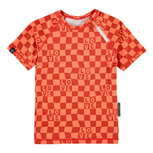 Beach & Bandits - Anti-UV Checkered Love T-shirt | Coral