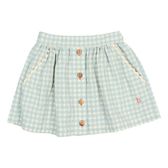 Búho - Checkered Seersucker Skirt | Aqua
