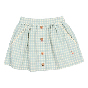 Búho - Checkered Seersucker Skirt | Aqua