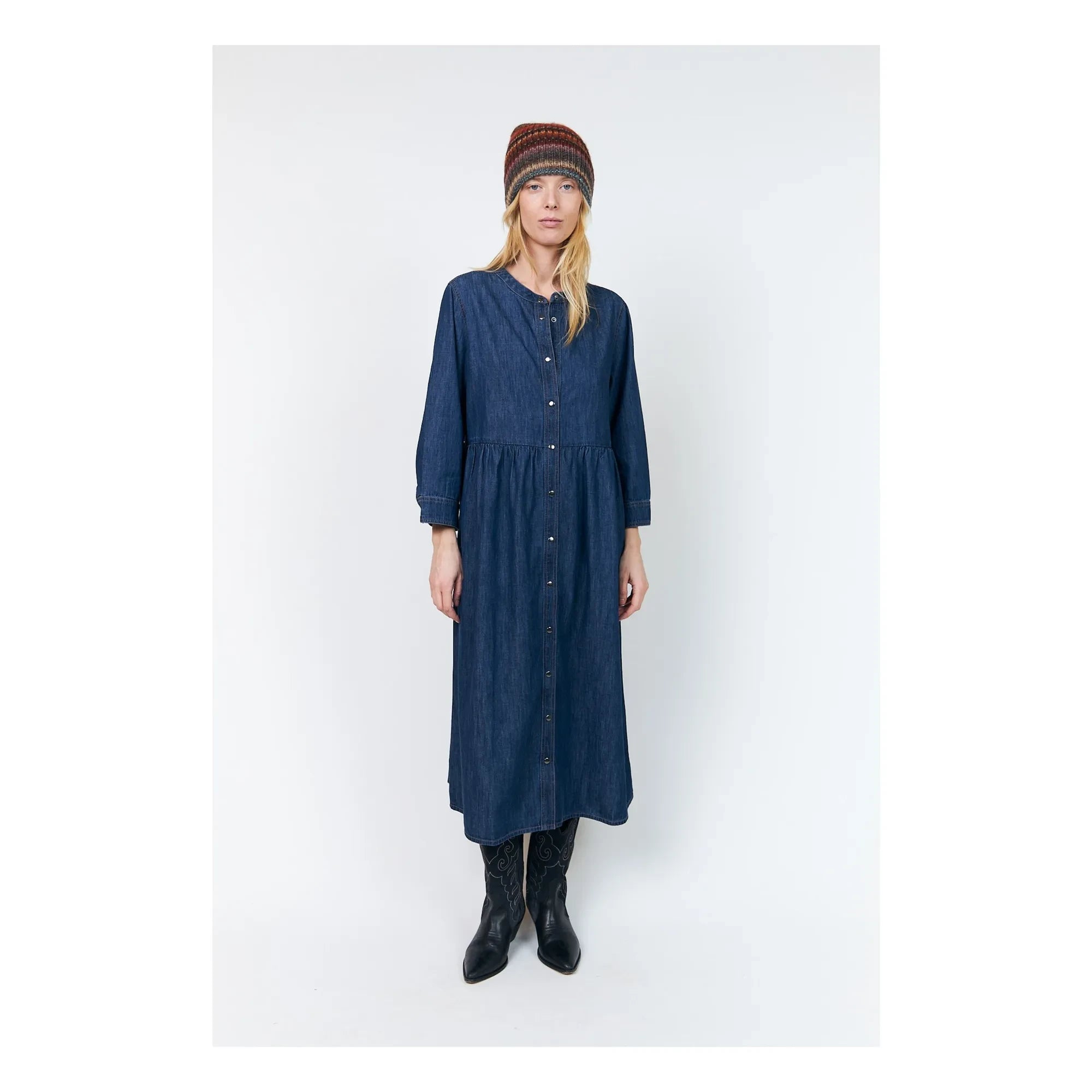 Lollys Laundry - Aliya Denim Pamuk Elbise | Lacivert