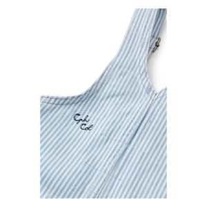 Copenhagen Colors - Organic Cotton Gabardine Striped Overalls | Light Blue