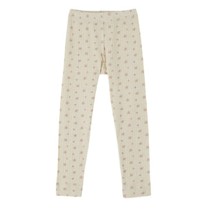 Emile et Ida - Pointelle Floral Organic Cotton Leggings | Cream