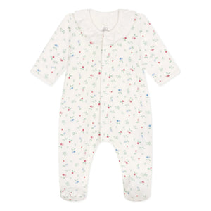 Petit Bateau - Organic Cotton Footed Pajamas | White