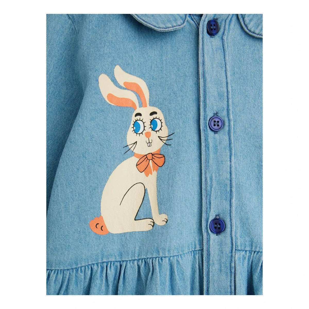 Mini Rodini - Organic Cotton Denim Bunny Dress | Blue