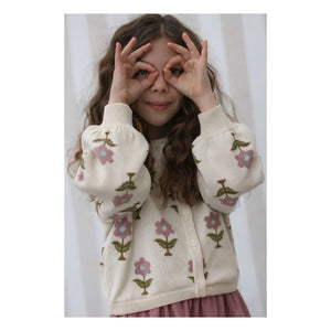 Lililotte - Carla Flowers Cardigan Organik Pamuk | Ekru