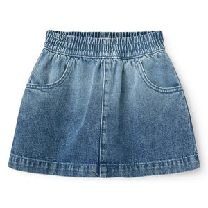 Copenhagen Colors - Organic Cotton Denim Block-Print Skirt | Blue